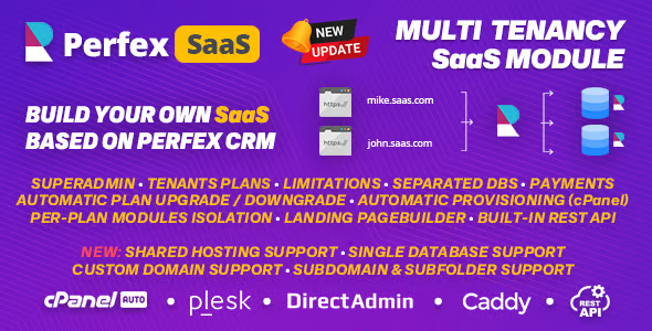 Perfex CRM SaaS - The Official Multi Tenancy Support module v2.0